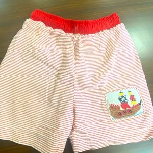 ZUCCINI Boutique Red Stripe Pirate Smocked Boys Swim Trunks Sz 3T